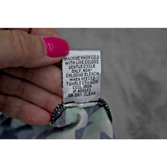 Donna Morgan Dress Womens 8 Green Blue Geo Print Sleeveless Casual Outfit - Picture 12 of 14